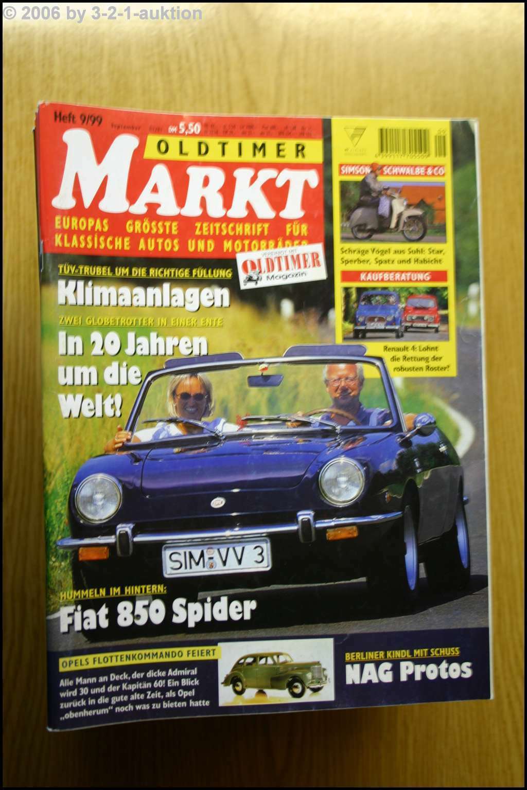 Oldtimer Market 9/99 Fiat 850 Spider Vauxhall Captain Renault R4 simson Ford A