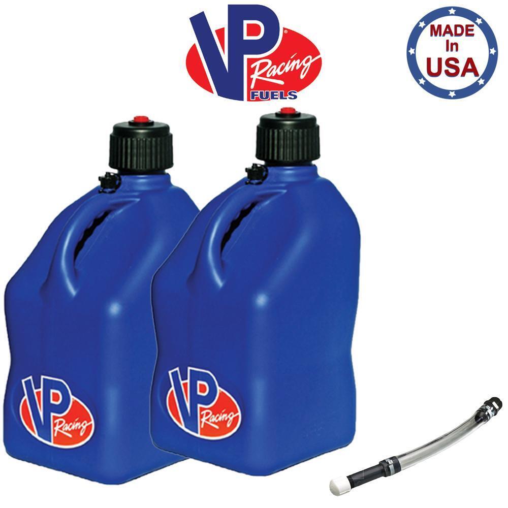 VP Racing 2 Pack Blue 5.5 Gallon Square Utility Jug + 1 Deluxe Fill Hose