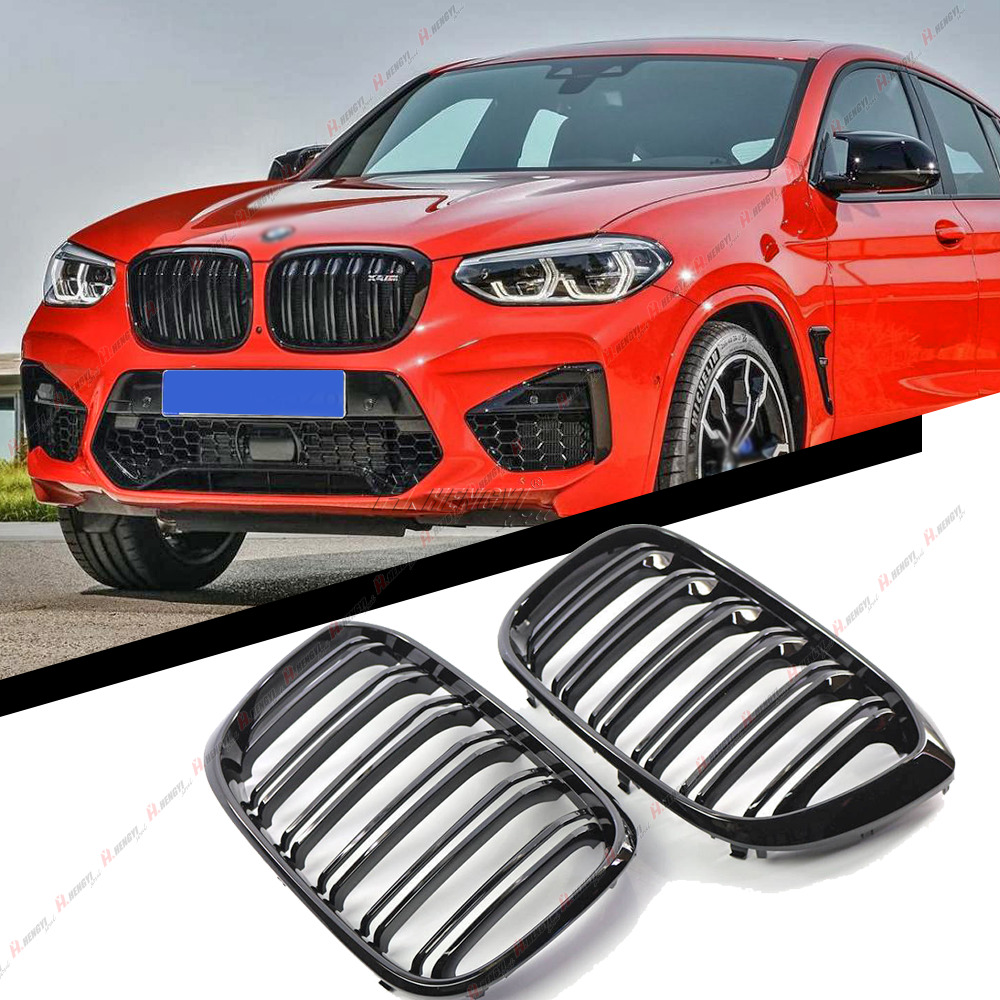 For BMW X3 G01 X4 G02 2018-21 Gloss Double Slat Front Bumper kidney Grill Grille