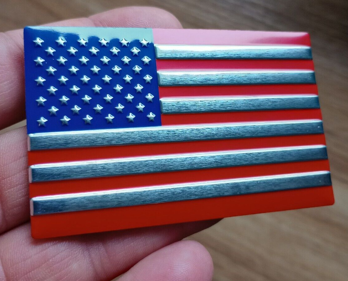 2X Waterproof 3D American Flag Emblem Metal Sticker Badge Decal Car Decor Red