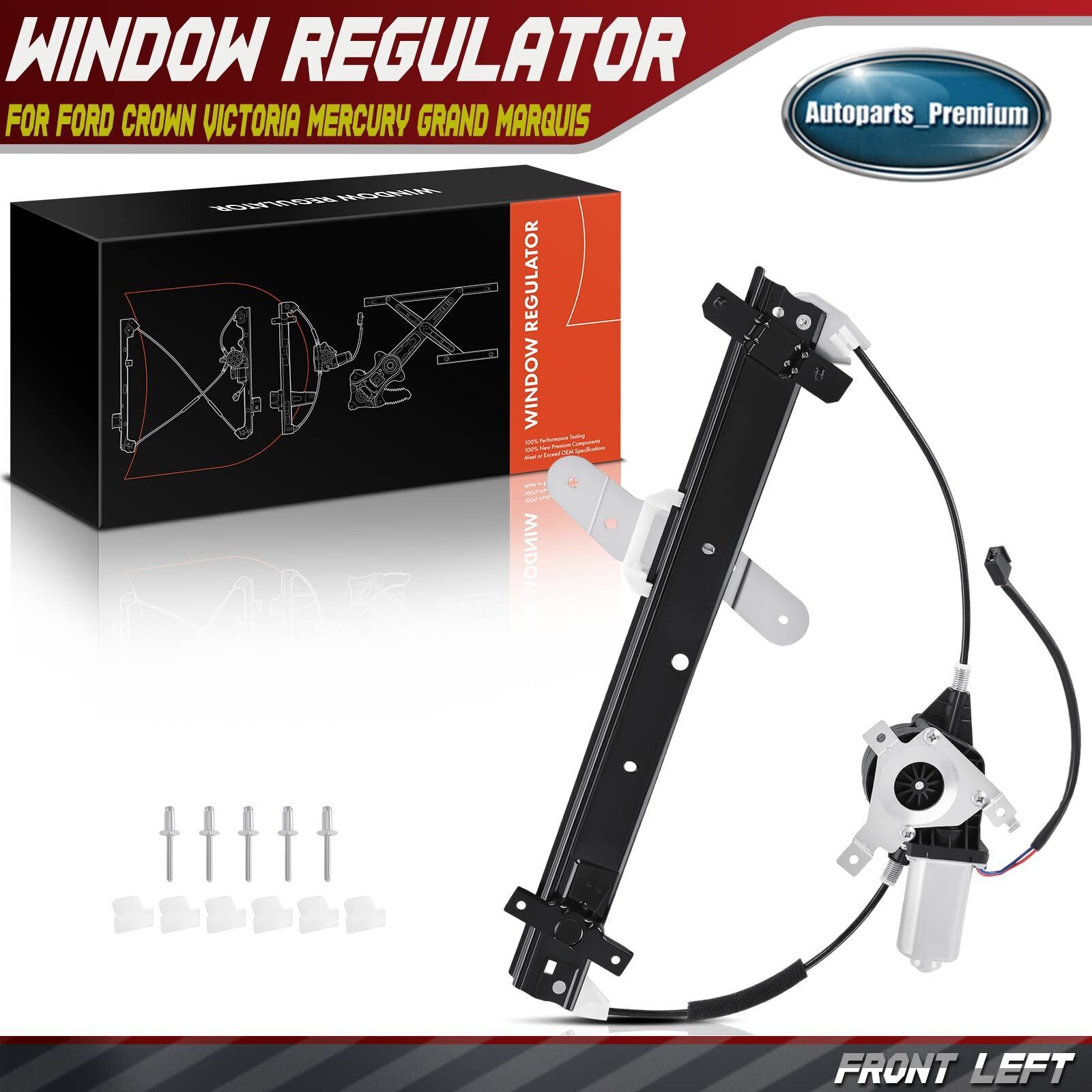 Power Window Regulator with Motor for Ford Crown Victoria Mercury Front Driver
