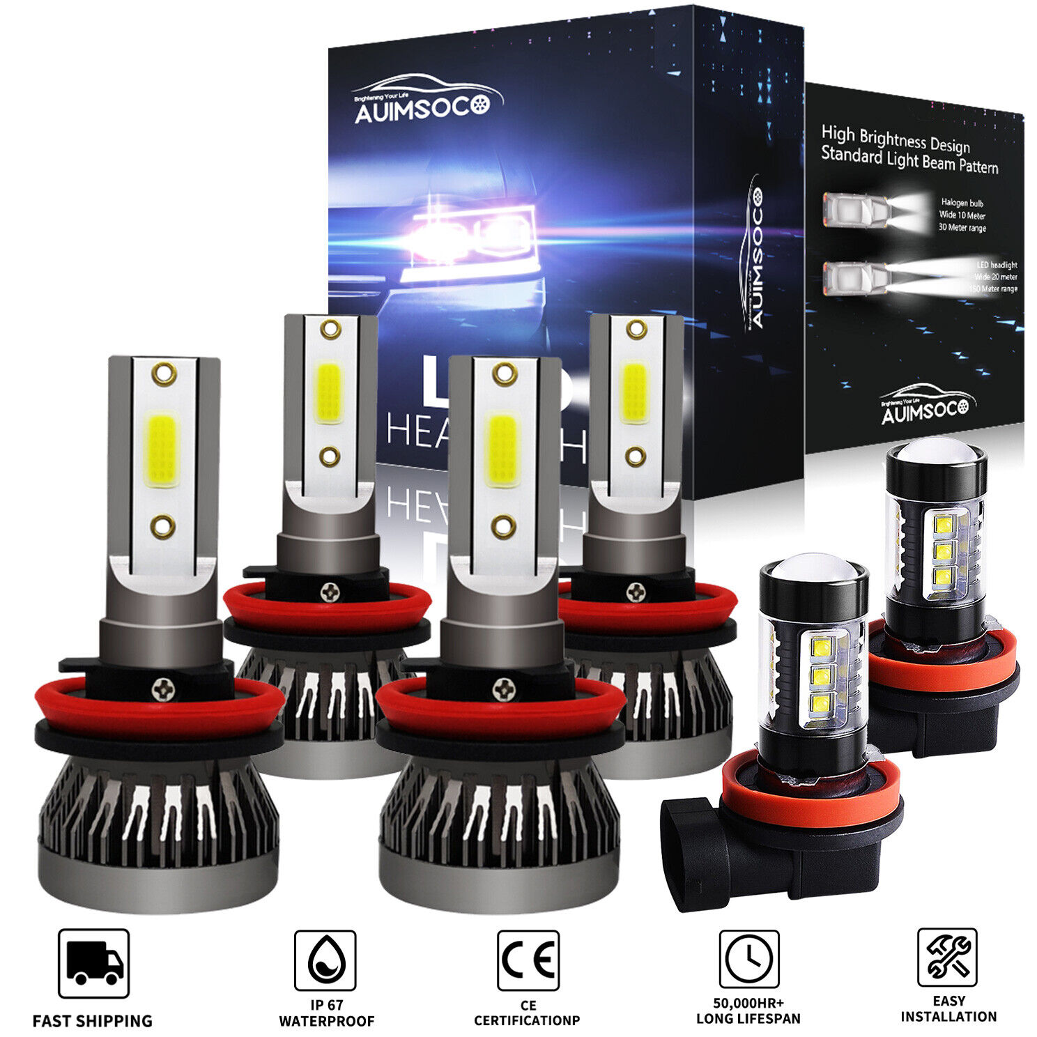 For Nissan Rogue 2014-2020 LED Headlight High Low Beam + Fog Light Bulbs Kit 6x