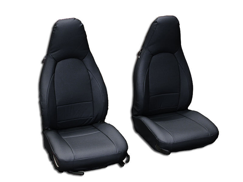 PORSCHE BOXSTER 1997-2004 BLACK S.LEATHER CUSTOM MADE FIT 2 FRONT SEAT COVERS