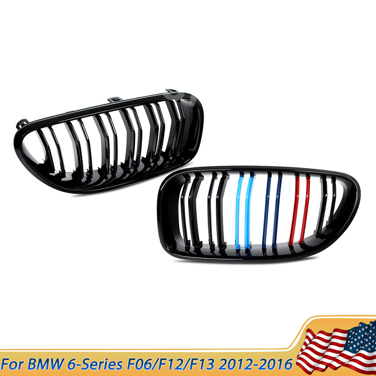 For BMW M6 F06 F12 F13 650i 640i Gloss Black Front Kidney Grille Grill M-Color