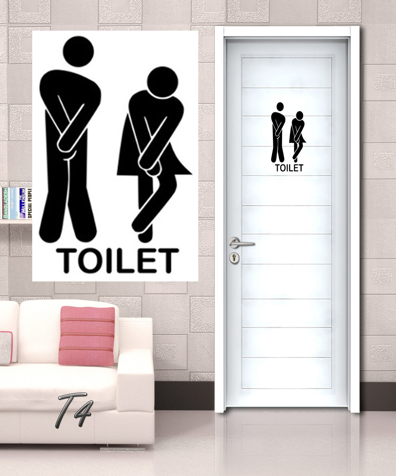 Funny Toilet Entrance Sign Decal Vinyl Sticker For Shop Office Home Cafe Hotel 