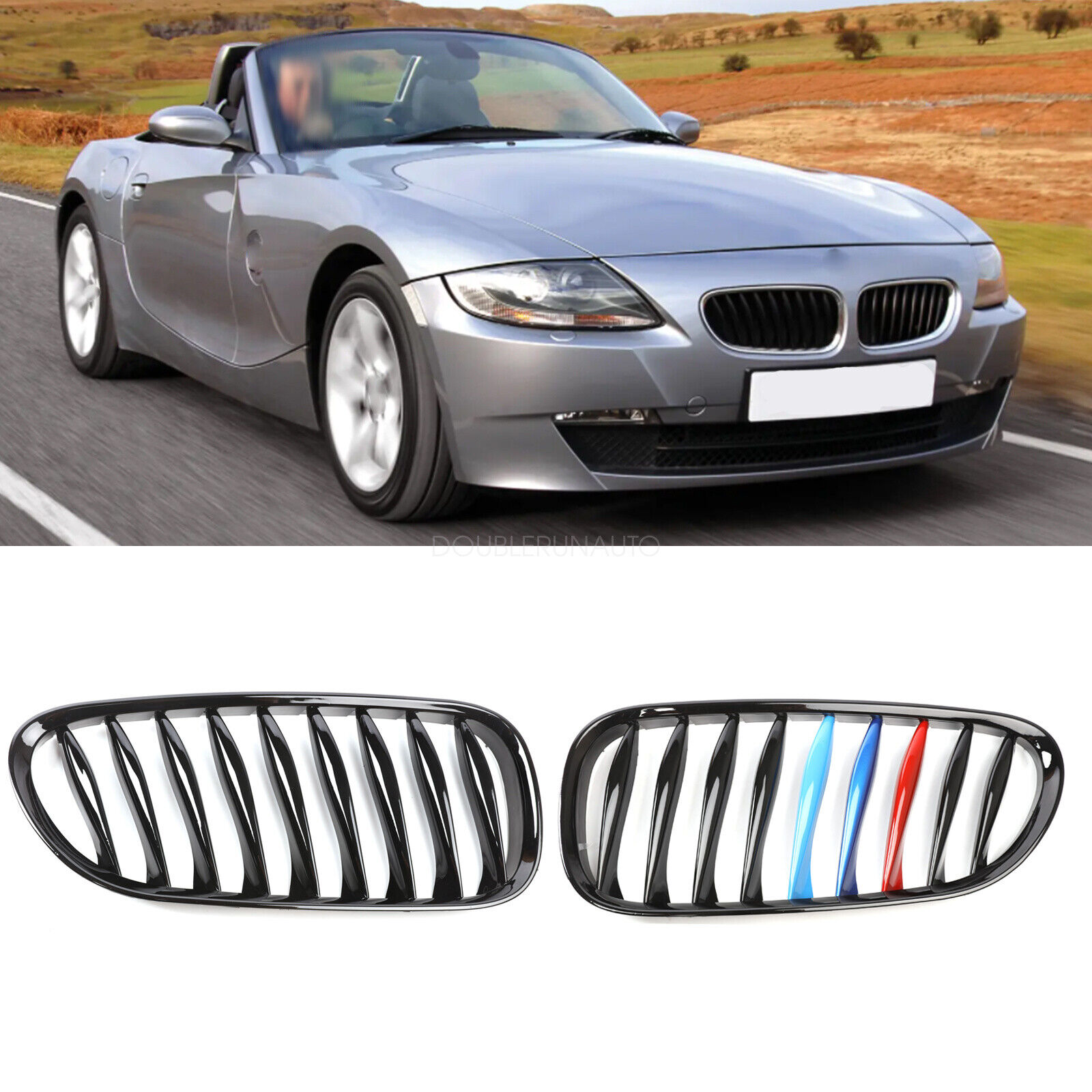 For BMW Z4 E85 E86 Coupe Roadster Gloss Black M Color Kidney Front Grilles 03-08