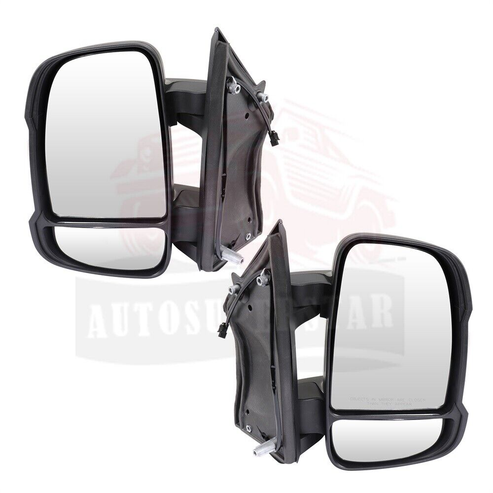 2 X Black Textured Left+Right Side Mirrors Manual For Ram ProMaster 3500