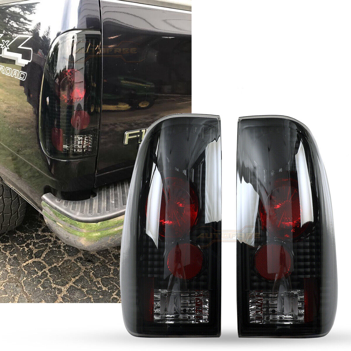 for 97-03 Ford F150/99-07 F250 F350 Super Duty Smoke Pair Tail Lights Rear Lamps