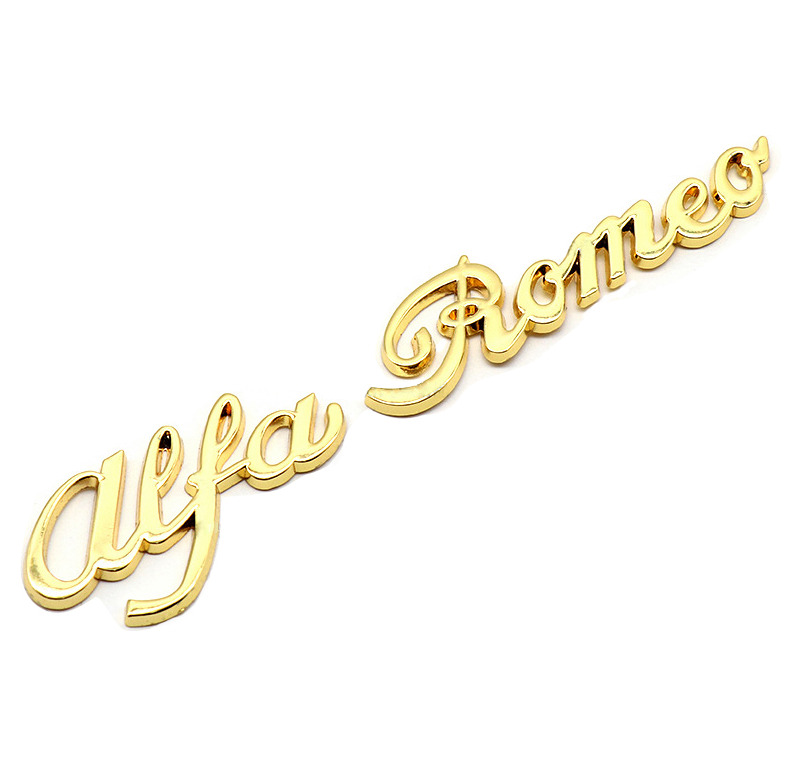 1pc Alfa Romeo Gold Letters Side Fender Trunk Rear Sticker Emblem Badge Logo