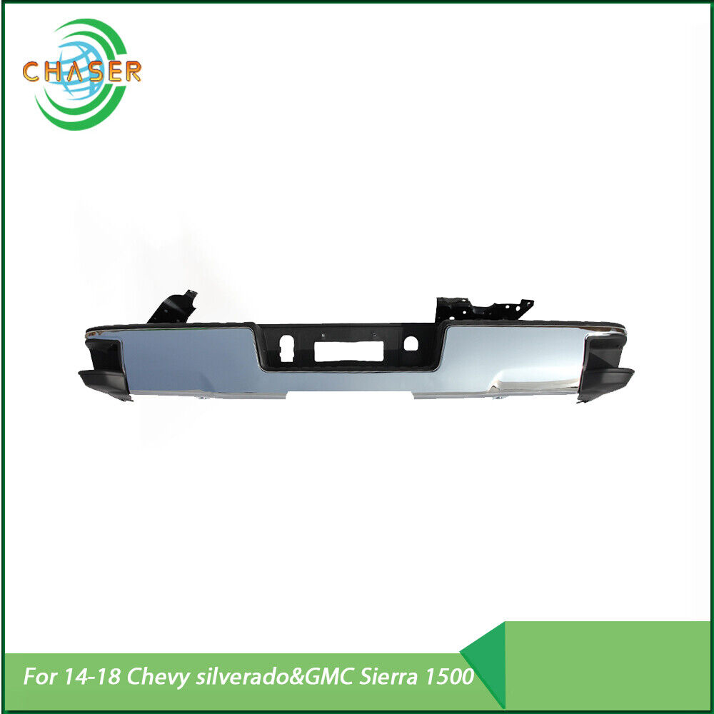 For 2014-2018 Chevy Silverado GMC Sierra 1500 Chrome Rear Bumper w/o Conner Step