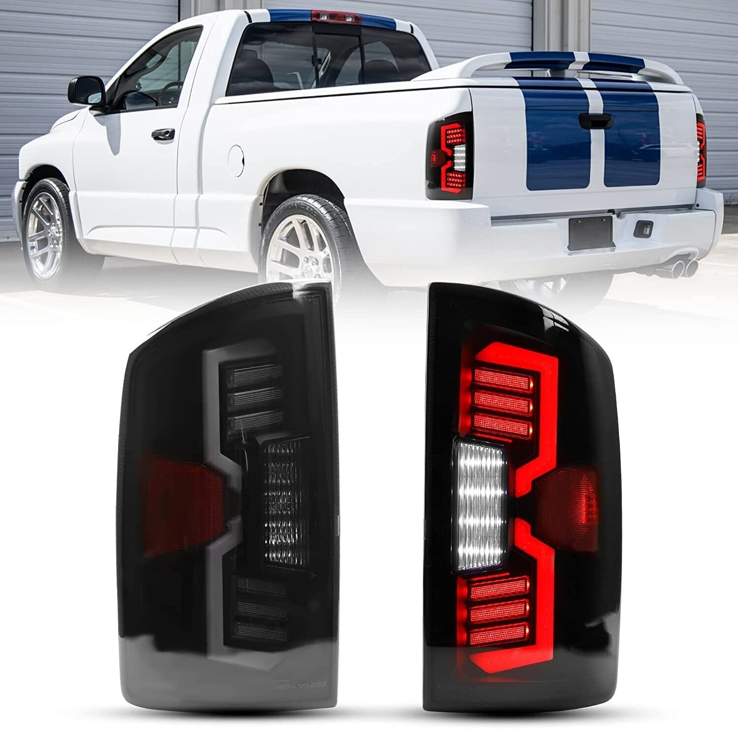 For 2002-2006 Dodge Ram 1500 2003-2006 2500 3500 LED Sequentail Tail Lights Pair