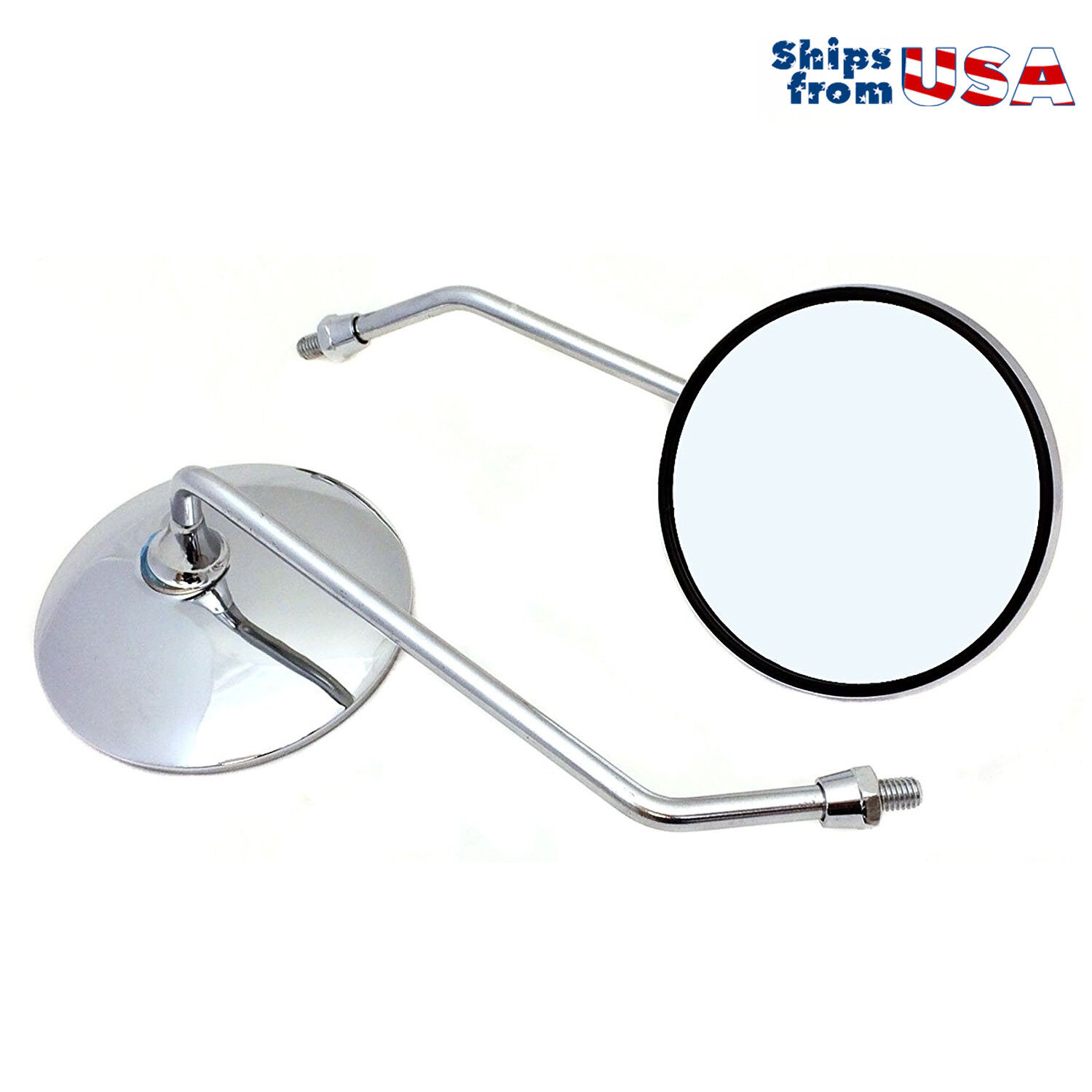 MMG Mirror Set 8mm RH/RH Thread Chrome Round Shape for Motorcycles and Scooters