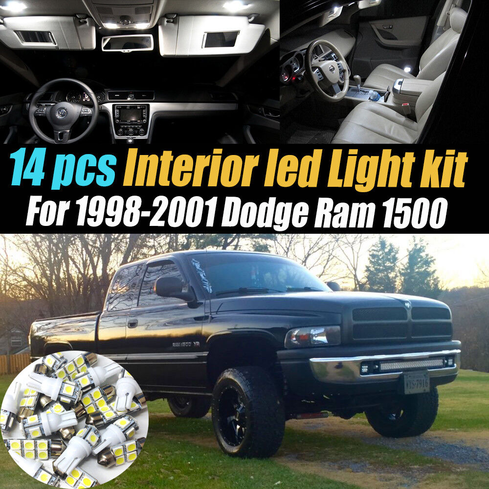 14Pc Super White Interior LED Light Bulb Kit Pack for 1998-2001 Dodge Ram 1500