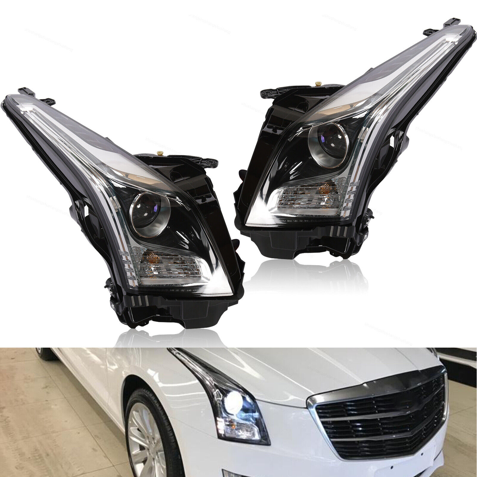 New Headlights Factory Style Halogen Headlights Fit for 2013-2018 Cadillac ATS