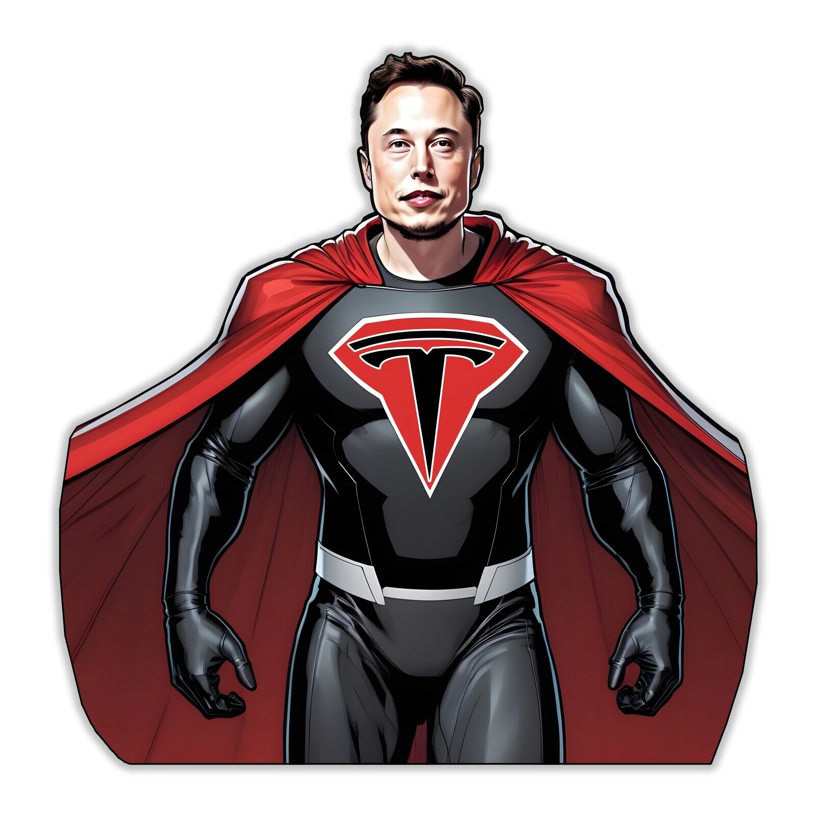 ELON Musk Tesla Superhero Sticker Vinyl Bumper Decal Car Logo Funny Costume EV