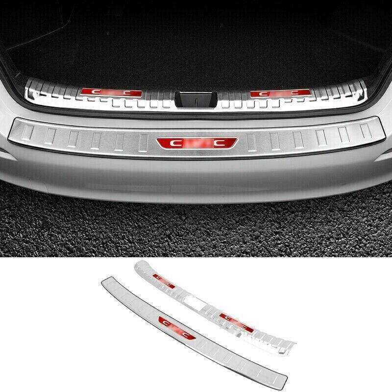 2x Silver Rear Bumper Protector Sill Scuff Plate Trim For Honda Civic 2022-2023