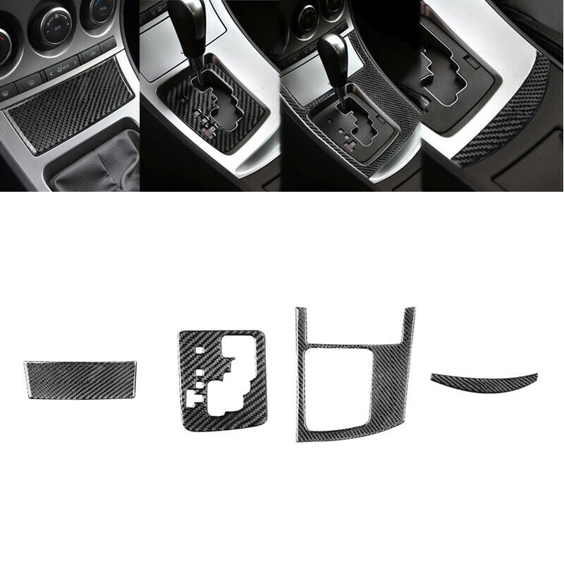 4X Carbon Fiber Interior Gear Shift Frame Cover Sticker For Mazda 3 2010-2013