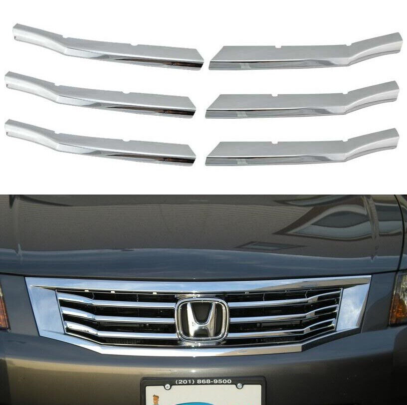 For 08 09 10 Honda Accord 4DR CHROME Insert Grille Grill Overlay Cover Trims
