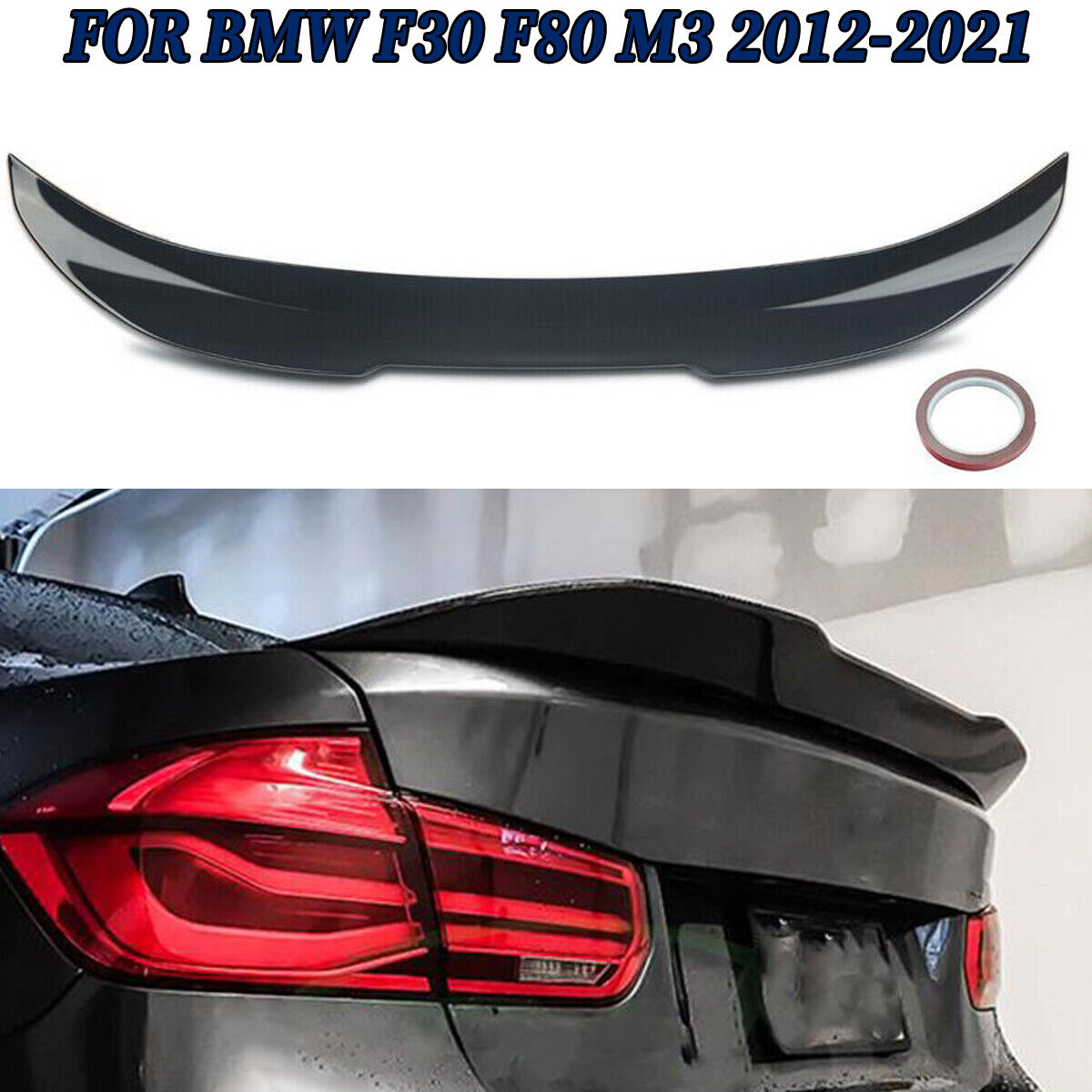For 2012-2018 BMW F30 F80 M3 Gloss Black PSM Style Rear Trunk Spoiler Wing Lip