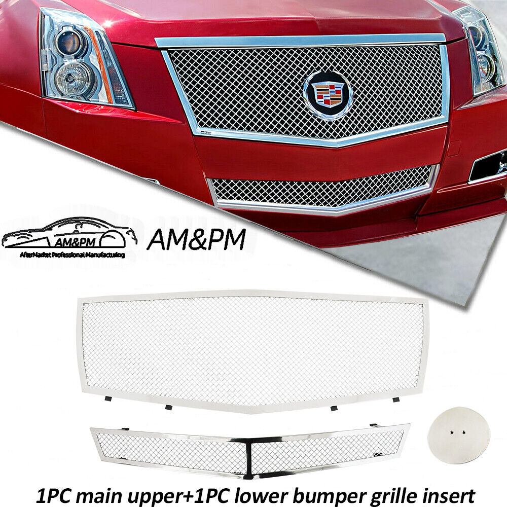 Fits 2008-2013 Cadillac CTS Mesh Grille Stainless Grill Insert Chrome Combo 2012