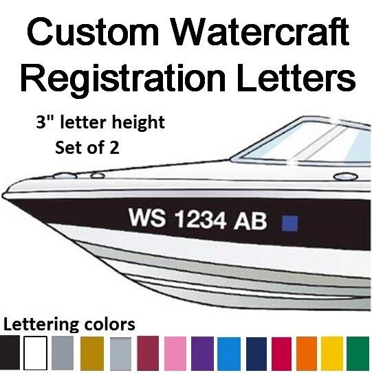 Set of 2 Watercraft Registration Numbers 3\