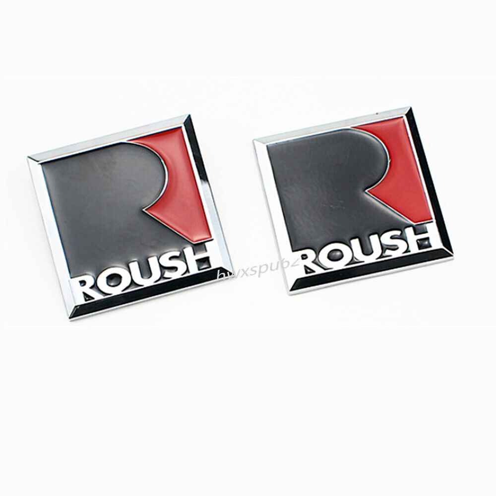 2x SQUARE R ROUSH Emblem Metal Side Fender Badge Stickers For Mustang FOCUS