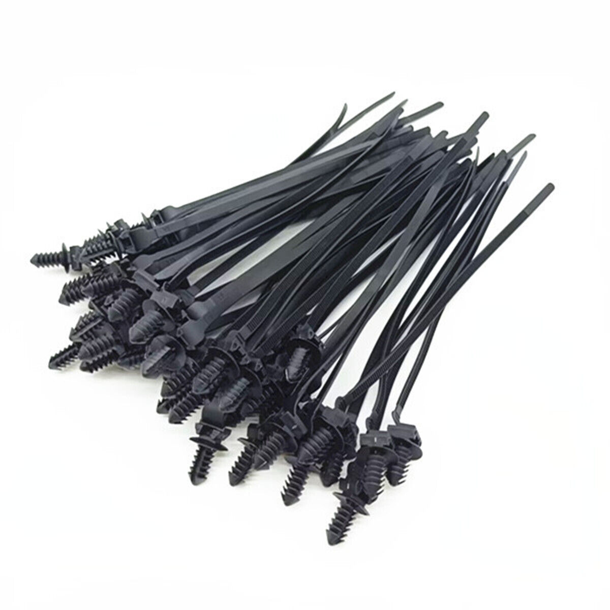50x Nylon Push Clips Wire Tie Released Zip Straps Car Pipe Cable Fastener Bundle