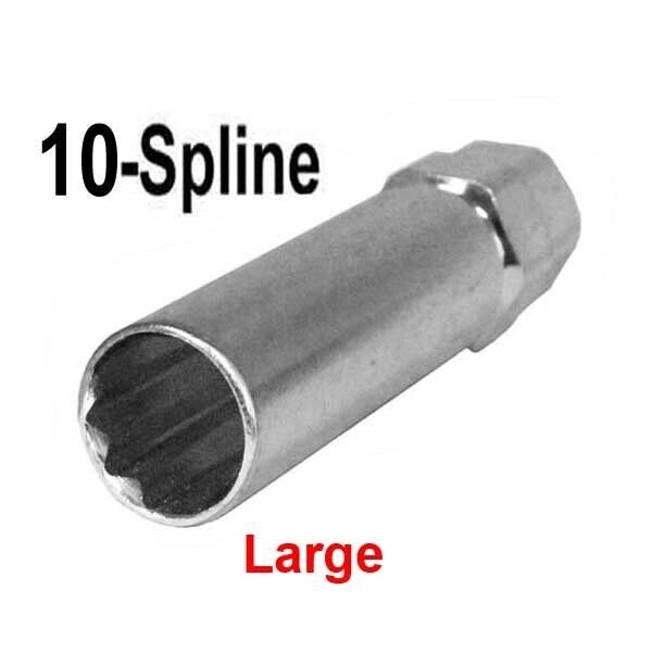 10-Spline Lug Nut Tool Key Adapter Socket, Truck  Duplex Large 13/16-7/8  Hex