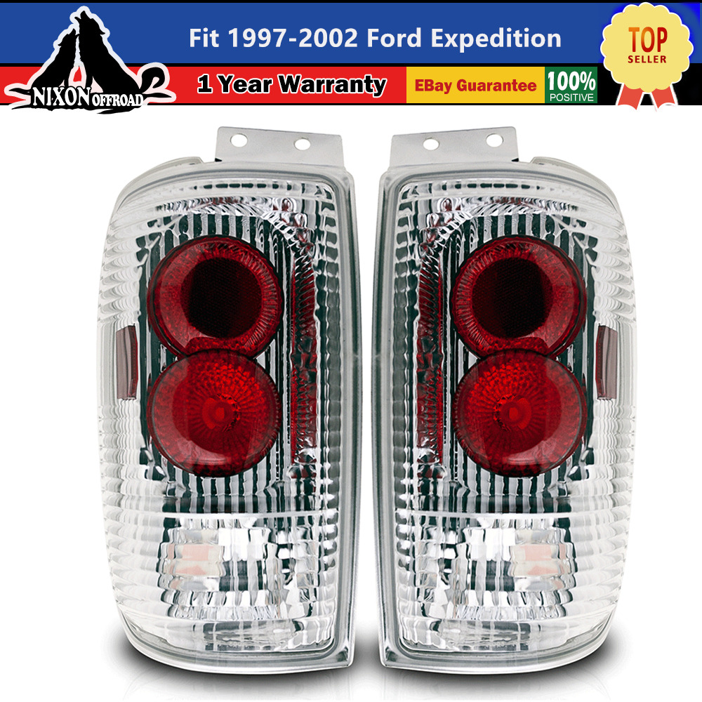 For 1997-2002 Ford Expedition Chrome Housing Clear Len Altezza Style Tail Lights