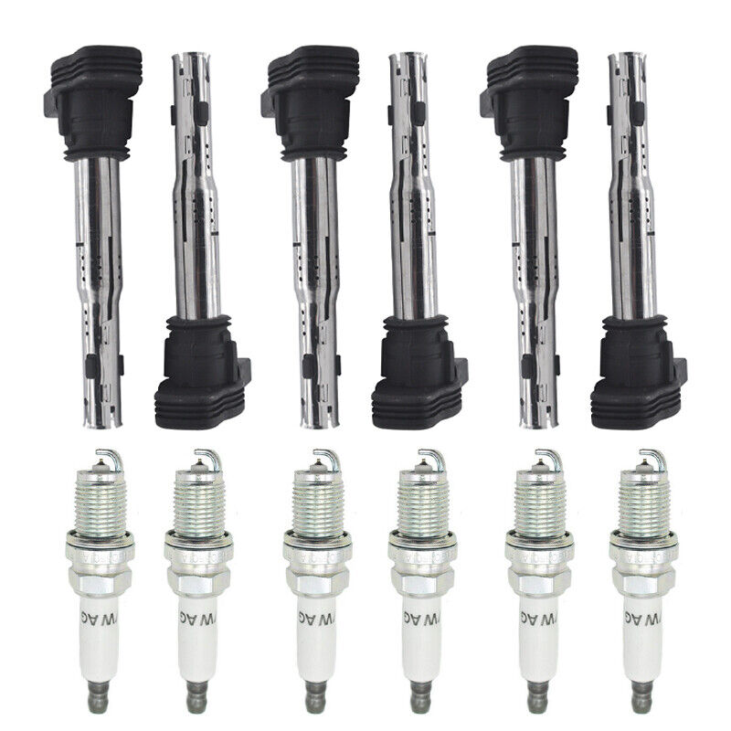 6X Ignition Coils + 6X Spark Plugs for AUDI A5 TT Quattro Volkswagen 07K905715A