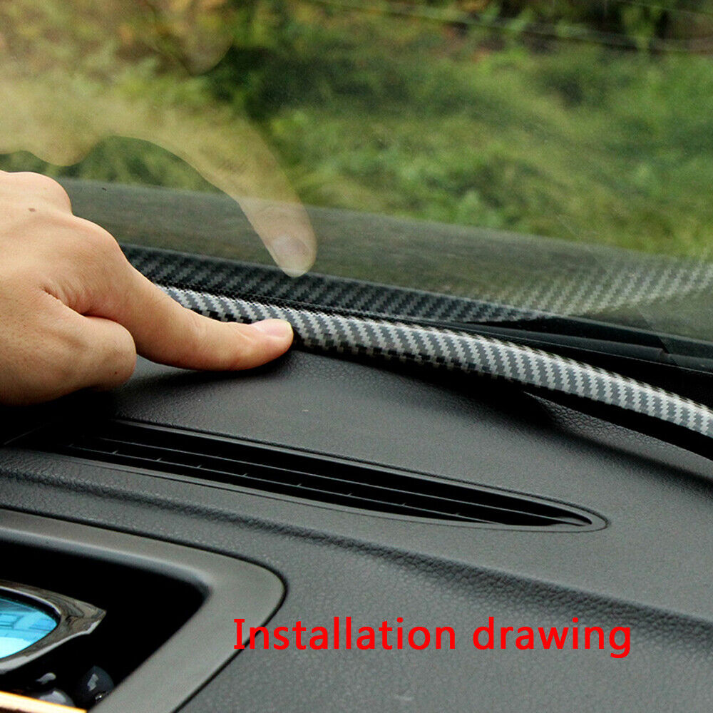 1.6M Car Dashboard Gap Filling Sealing Strip Accessories Rubber Carbon Fiber