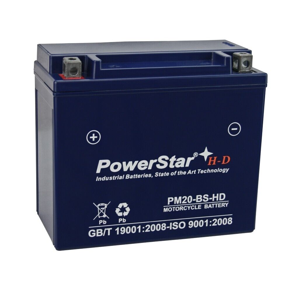 PowerStar H-D Motorcycle Battery for Harley Davidson - 3 Year Warranty -YTX20-BS