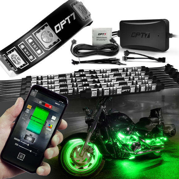 Motorcycle RGB LED Light Kit Bluetooth App Neon Under Glow Lights OPT7 AURA PRO
