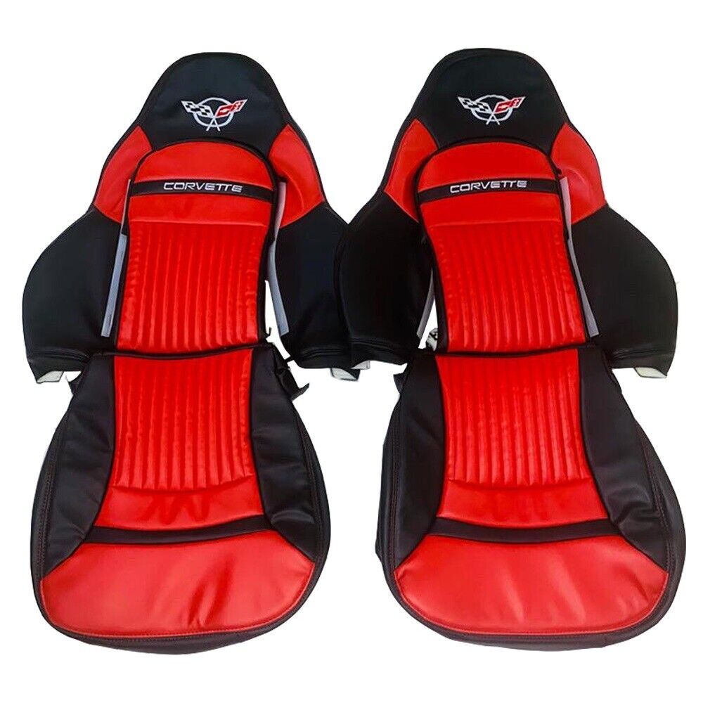 Corvette C5 Sports Synthetic Leather Seat Covers In Red & Black(1997-2004)