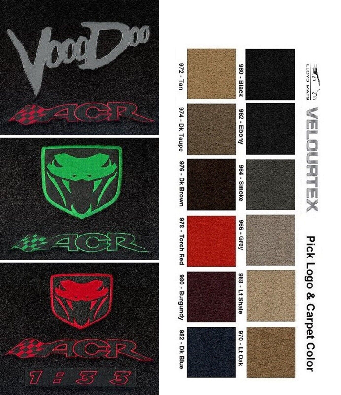 Lloyd Mats Velourtex Dodge Viper ACR Logo Floor Mats (2008-2010)