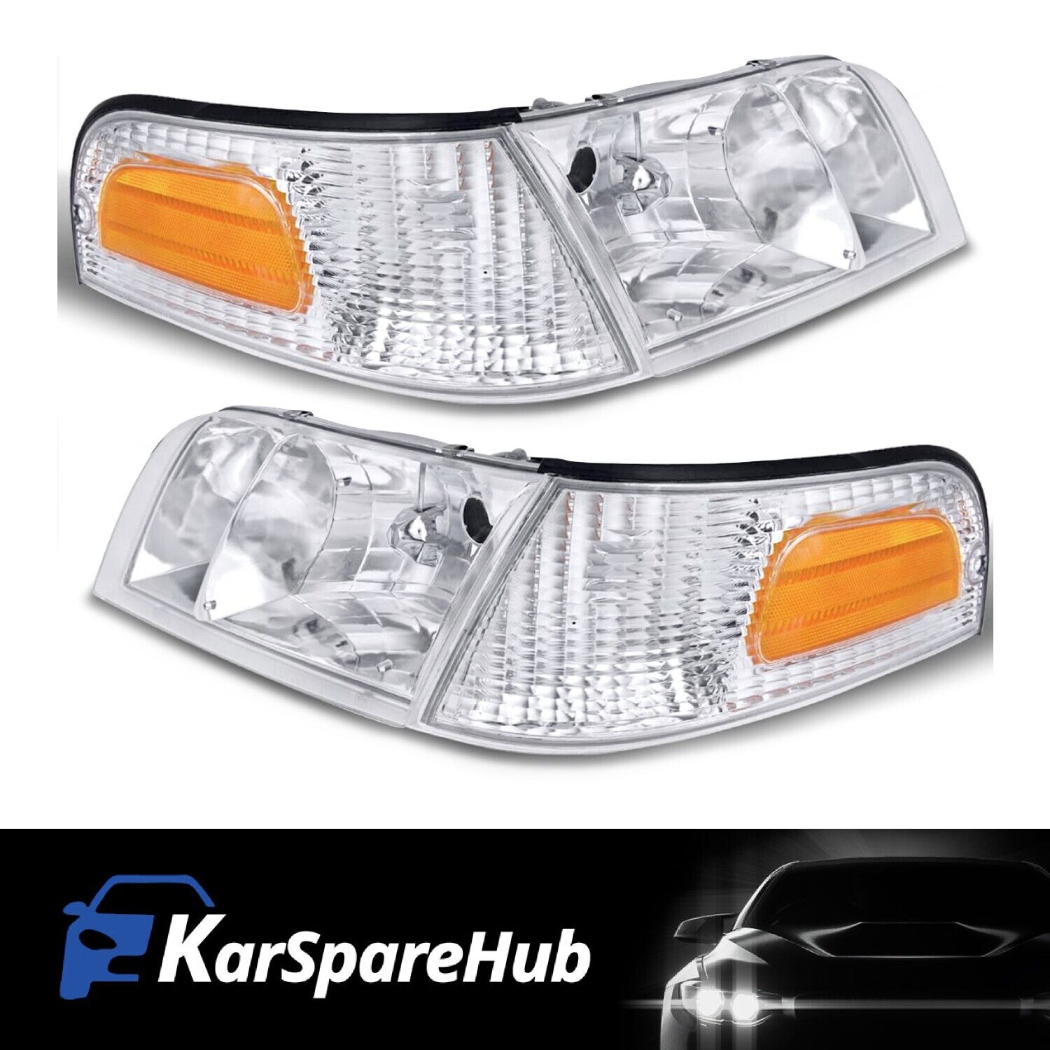 Fit For 1998-2011 Crown Victoria Headlights w/Corner Signal Lamps Left + Right