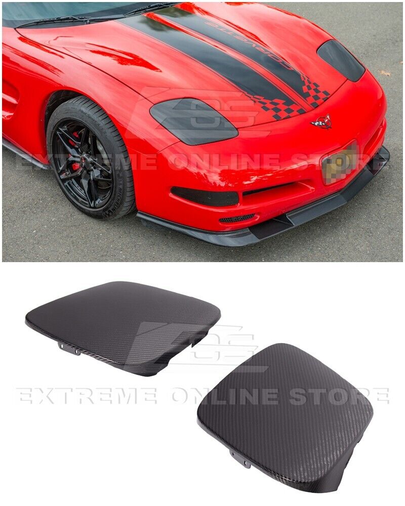 For 97-04 Corvette C5 | Factory Style CARBON FIBER Front Headlight Covers Pair