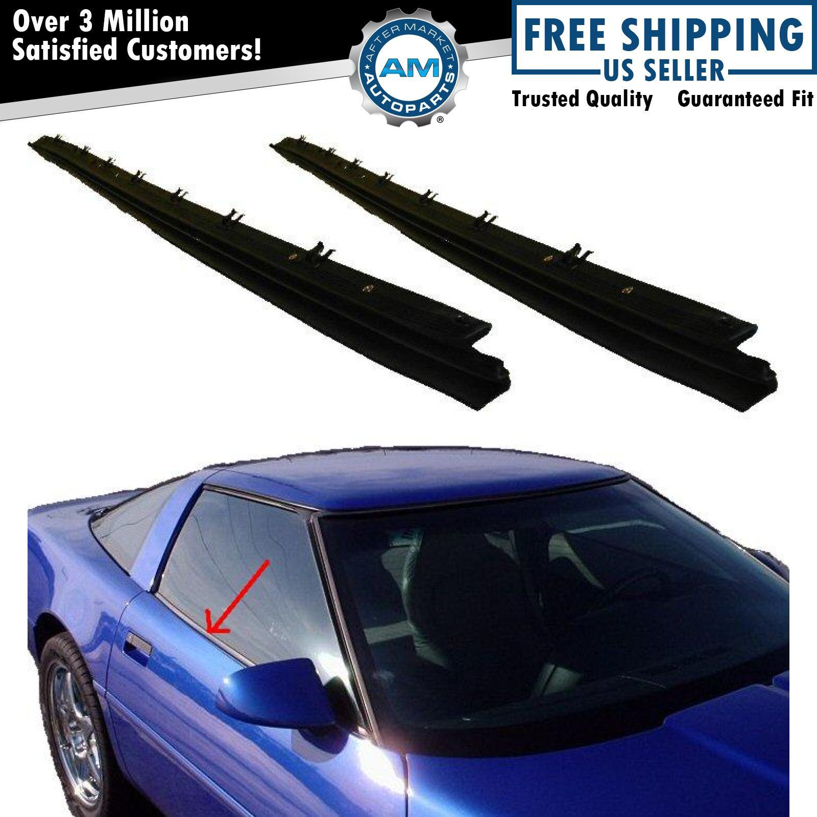 Outer Belt Moldings Window Sweep Weatherstrips Pair Set for 84-96 Corvette