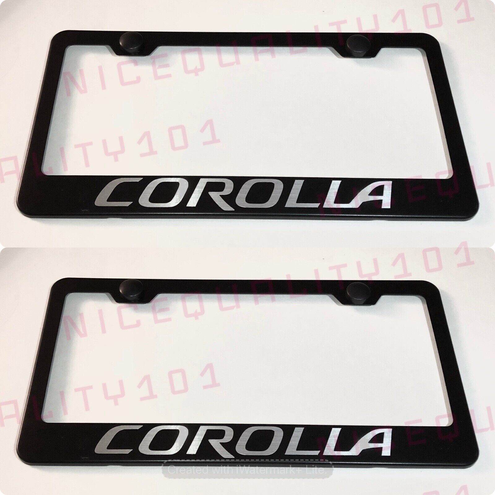 2X Corolla Stainless Steel Black Finished License Plate Frame Holder