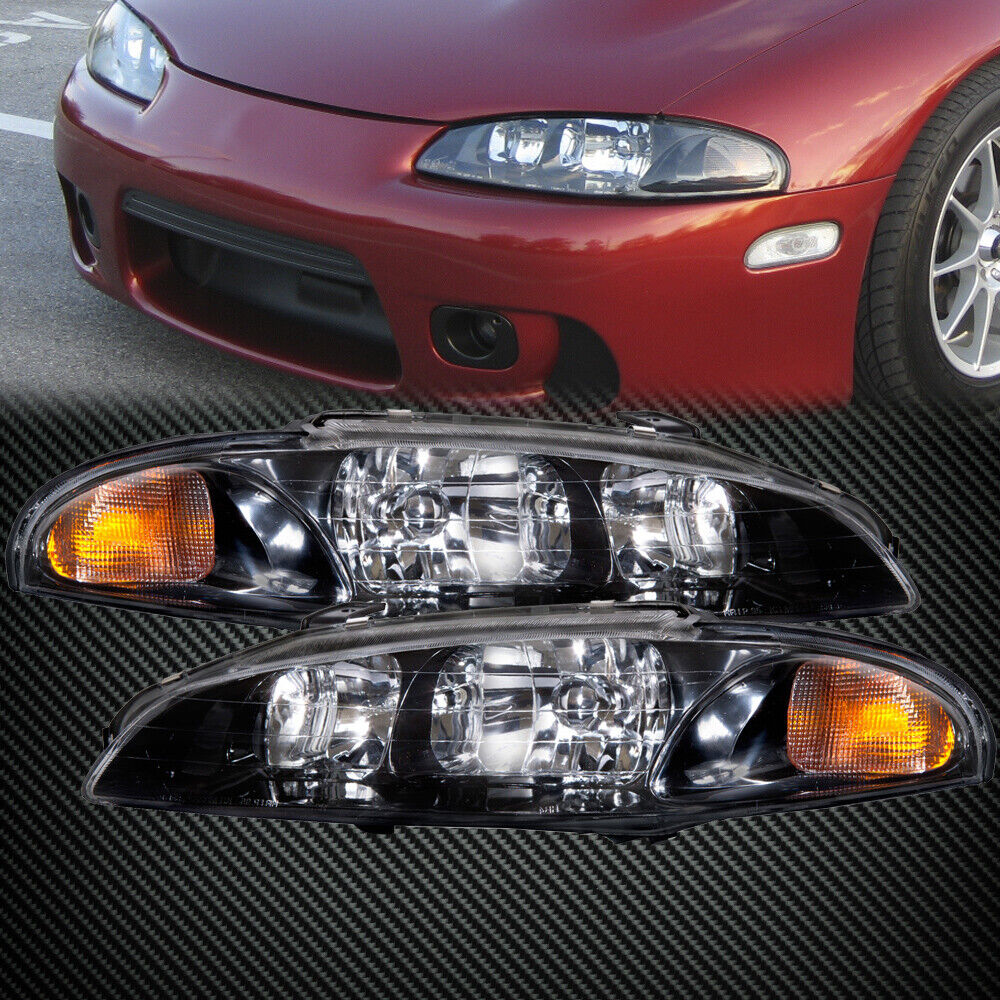 Headlights Set Left Right Pair For 1997-1999 Mitsubishi Eclipse Rs Gs