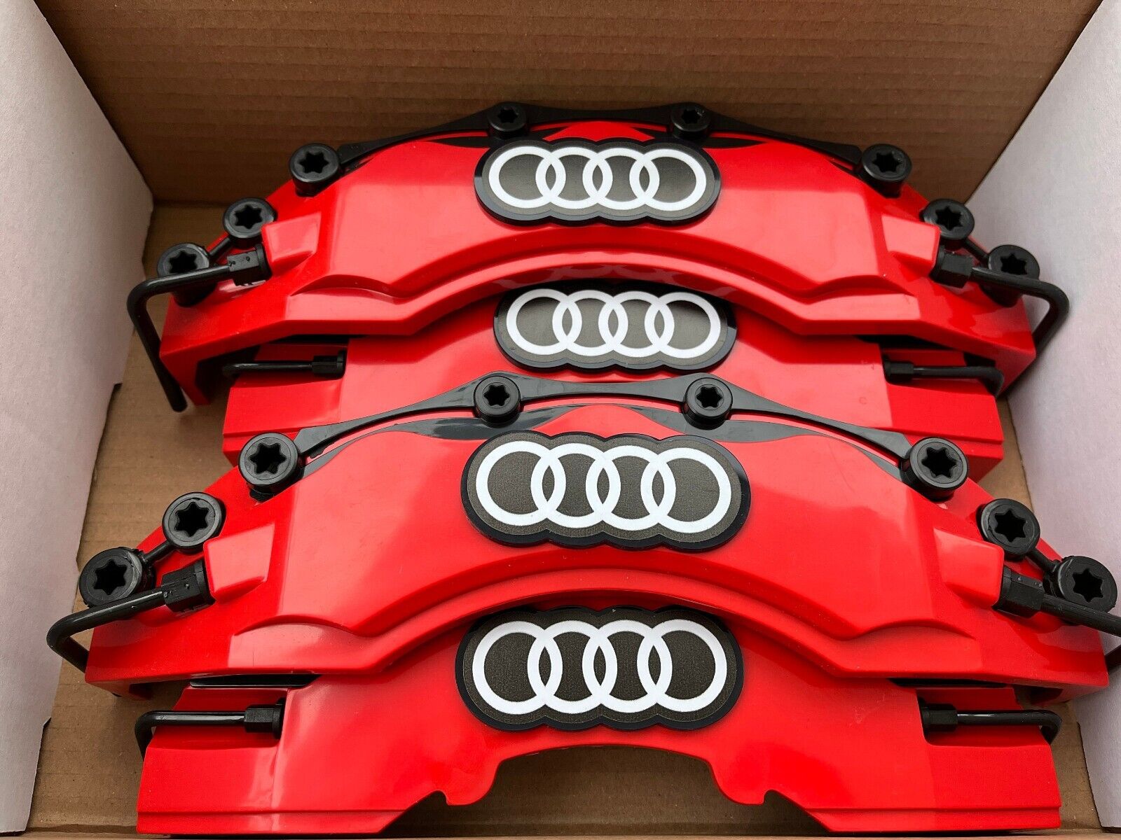 4 Pieces Audi Red Brake Caliper Covers 4PCS Size 16' and up Rims Universal