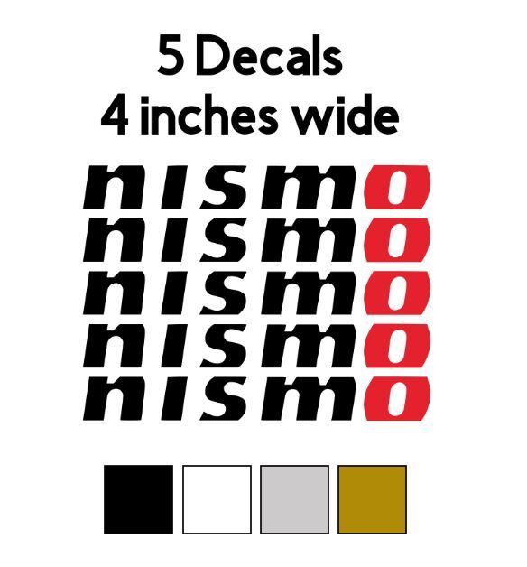 5 NISMO Logo Vinyl Decals Stickers R35 R34 R33 R32 GTR Skyline Wheels Colors