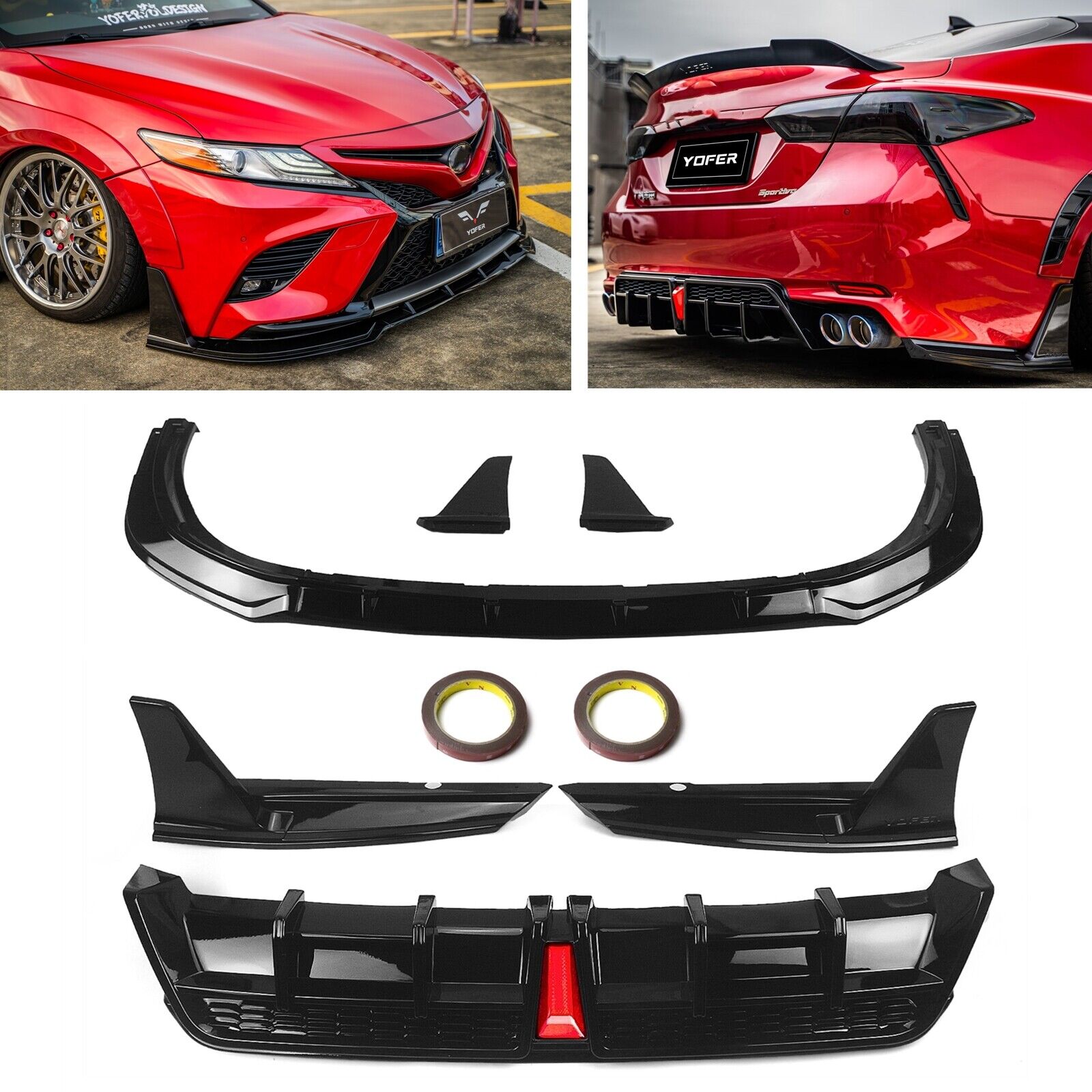 Car Rear Diffuser + Front Spoiler For Toyota Camry 2018-2023 SE XSE YOFER Style