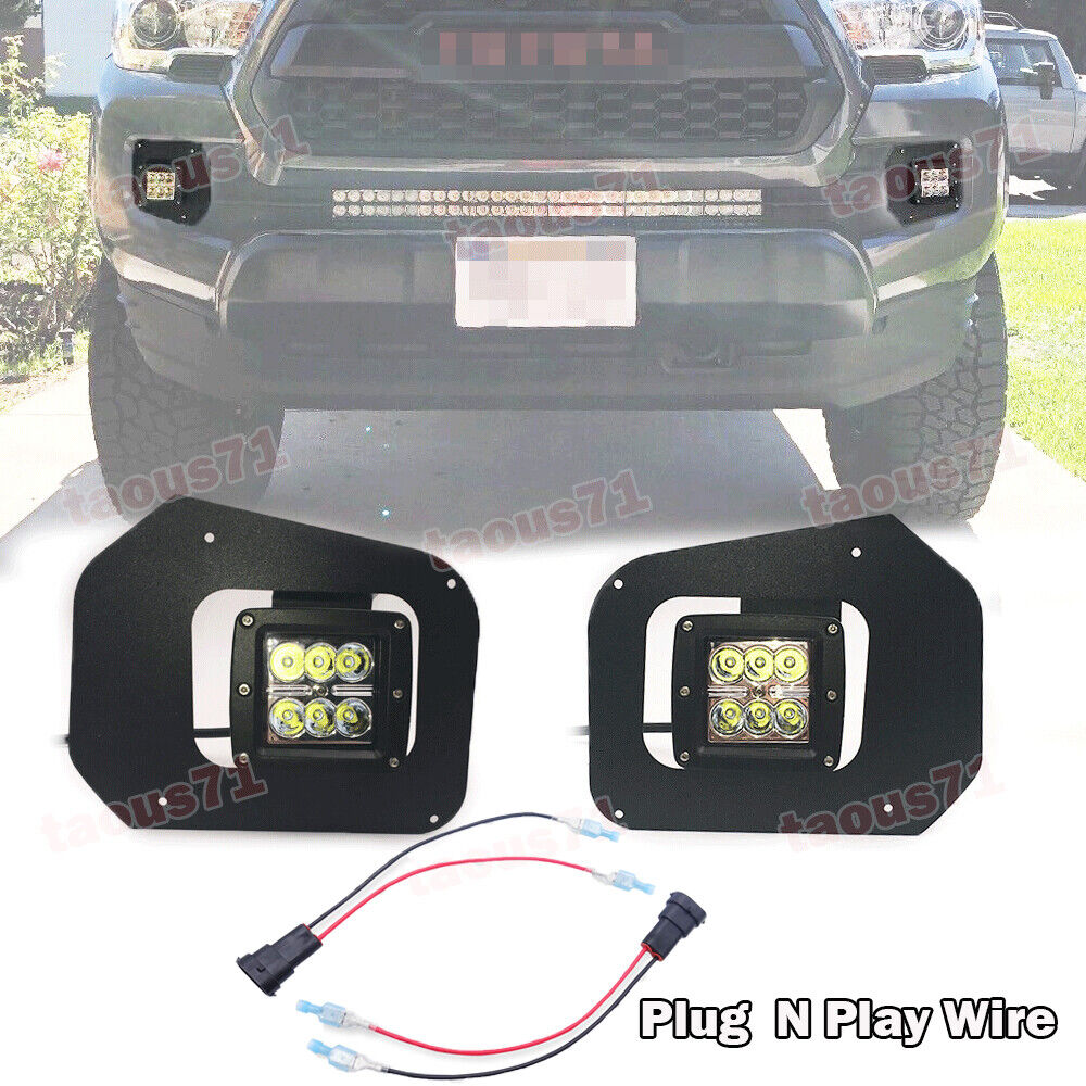 For 16-up Toyota Tacoma Hidden Lower Bumper 24W LED Fog Light Pod Replace Kits
