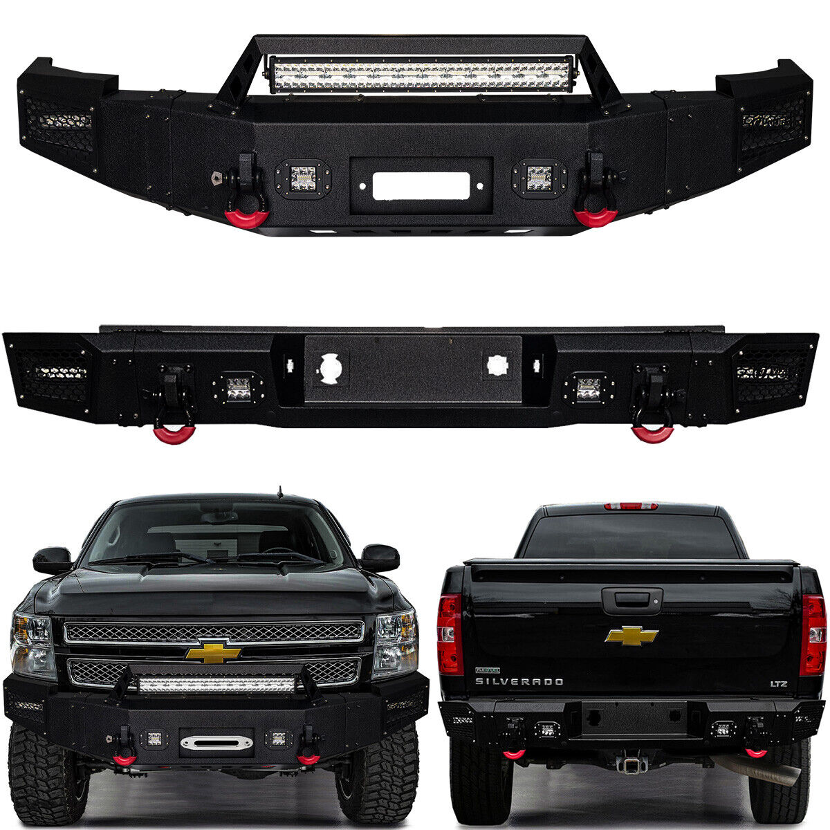 Vijay For 2007-2013 Chevy Silverado 1500 Front or Rear Bumper with LED lights
