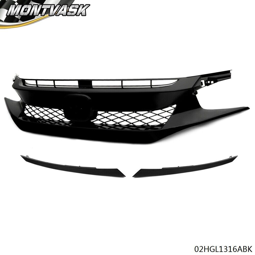 Fits 16-21 Honda Civic FK8 Type-R ABS Front Bumper Grille Hood Mesh Grill Guards
