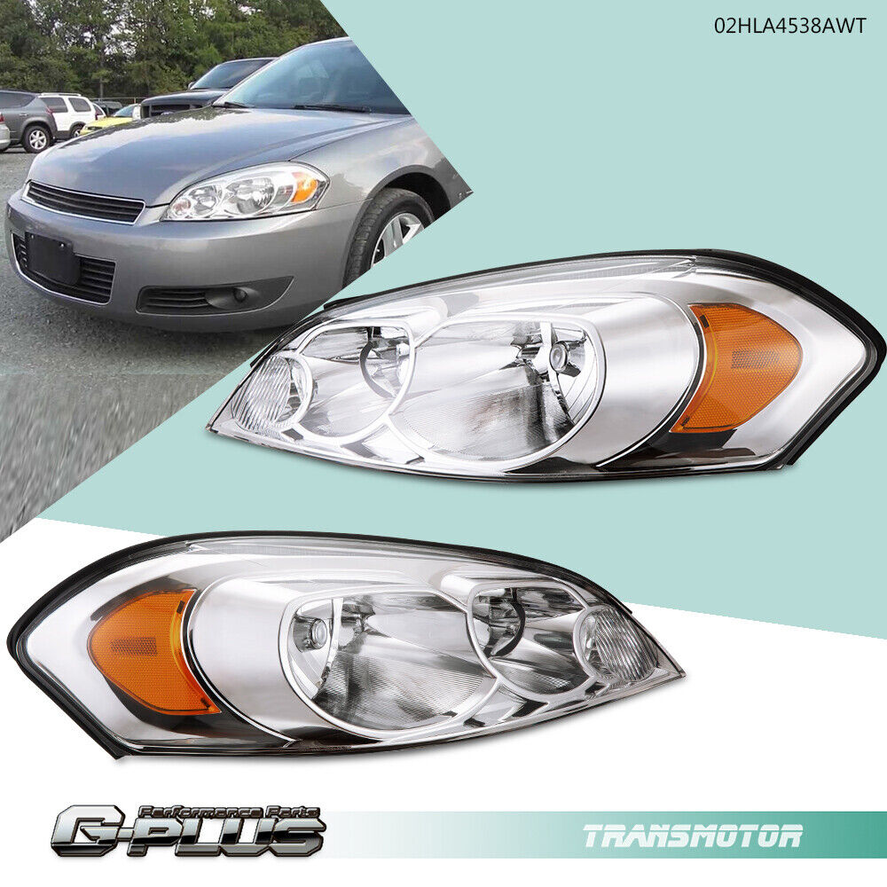 Fit For Chevy 06-13 Impala 06-07 Monte Carlo Chrome Amber Corner Headlights Pair