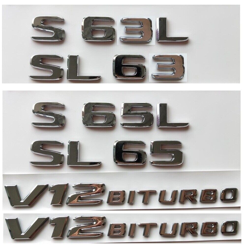 Chrome Trunk Fender Emblem for Mercedes Benz S63L SL63 S65L SL65 AMG V12 BITURBO