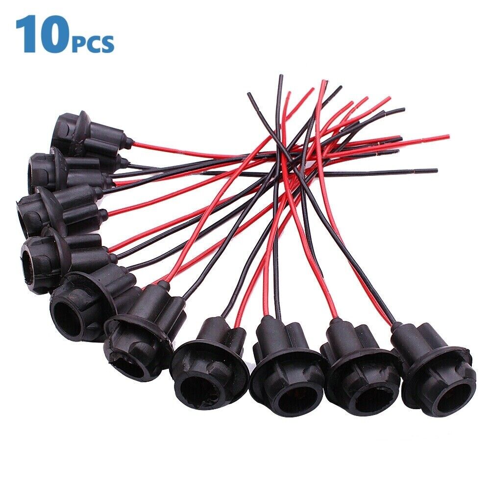 10PCS T10 168 194 Light Bulb Extension Wiring Harness Socket Connector