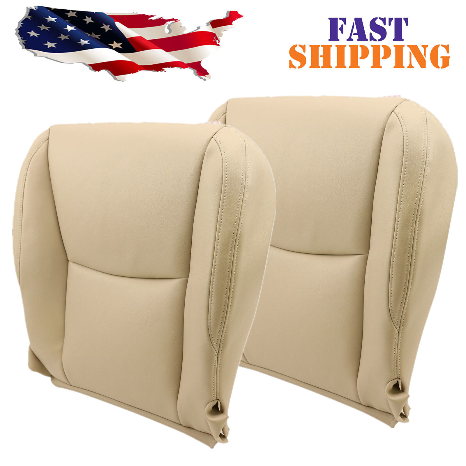 2003-2009 For Lexus GX470 Driver & Passenger Bottom Leather Seat Cover Tan